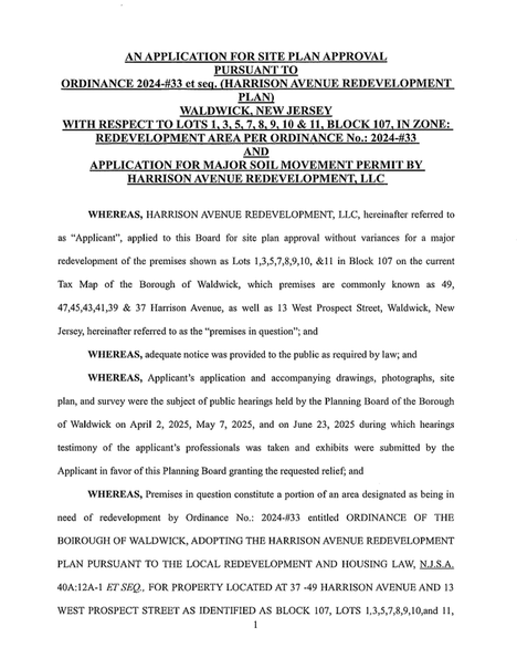 Resolution for Harrison Avenue Redevelopment LLC -Site Plan and Soil Moving Permit_Page1_640_468